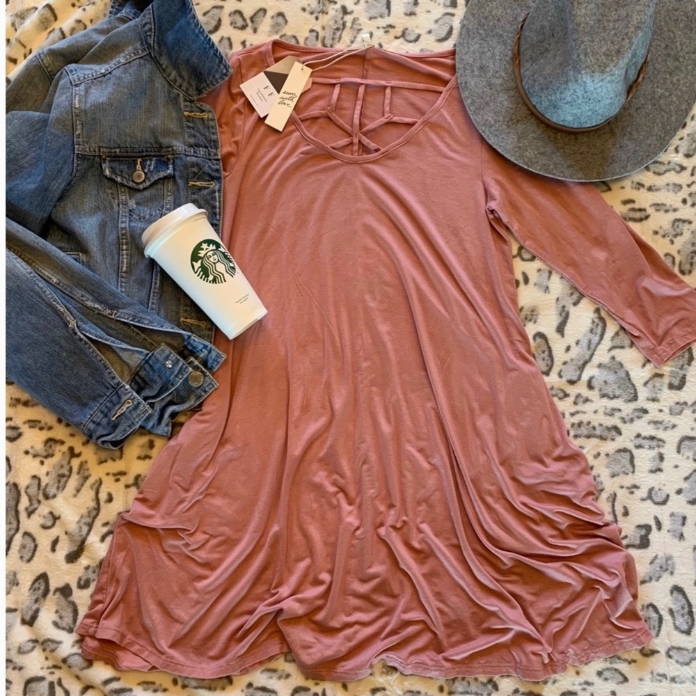 Blush Pink Flowy Boho Western Cotton Dress